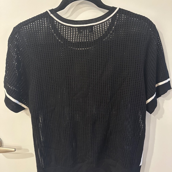 Evereve cotton mesh T-shirt sweater sz M - Picture 5 of 5